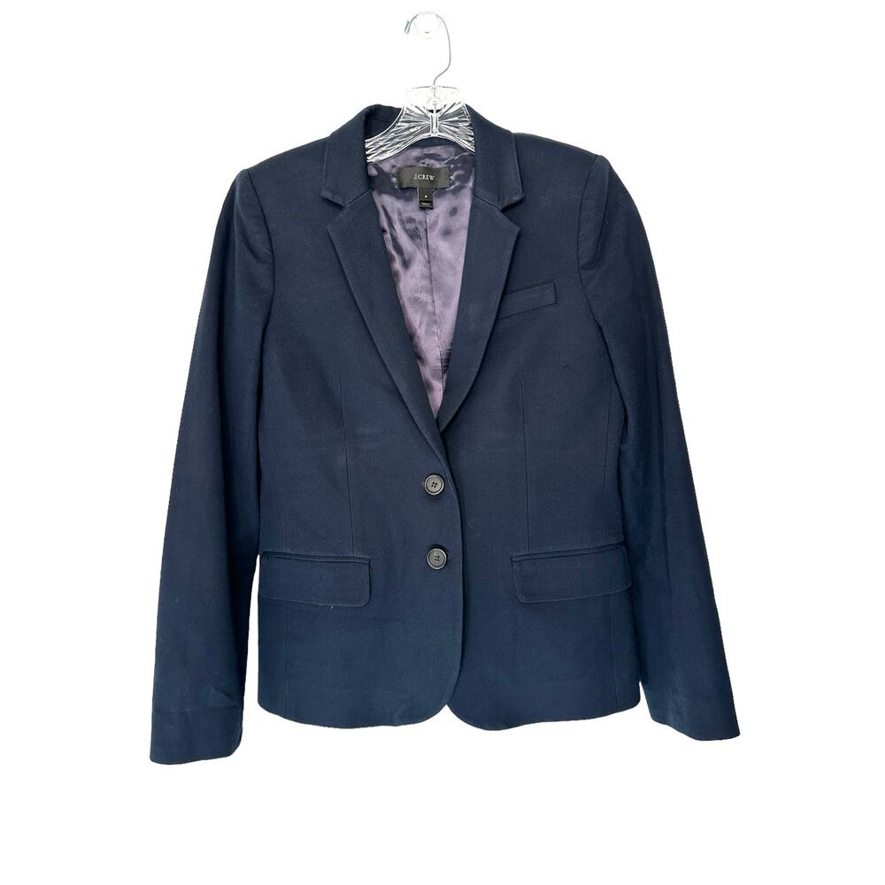 J.Crew Blazer Women's Navy Blue‎ Bi-Stretch Cotton Blend Preppy Academia Size 4